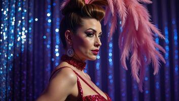 Drag queen silhouette in a vibrant nightclub setting photo