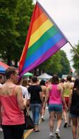 Colorful rainbowthemed celebration of diversity and inclusivity for LGBTQ pride parades and festivals featuring the iconic flag and a vibrant gradient palette representing unity across genders photo