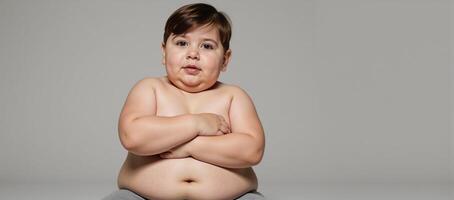 Image description Obese youth young boy photo