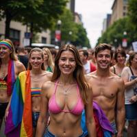 Vivid rainbows symbolize pride and gay rights in an emotionally charged image photo