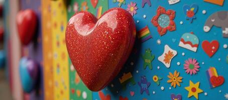 A Rainbow Heart with glitter as background or texture representing LGBTQ pride and Berlins annual Christopher Street Day CSD celebration photo