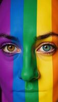 Vibrant Pridethemed image featuring stylized eyes representing rainbow symbolism photo