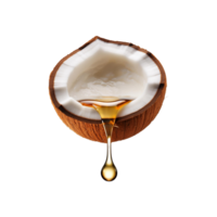 Coconut oil fall from coconut slice on transparent background png