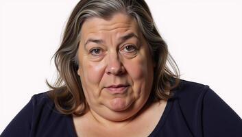 Aging overweight older lady as subject matter photo