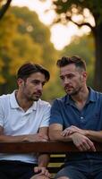 Struggling gay couple on the verge of separation photo