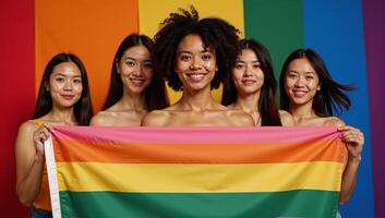 Abstract backdrop featuring the rainbow pride flag for celebrating Junes LGBT Pride Month photo