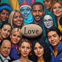 Colorful street art showcasing diverse LGBTQ individuals of various backgrounds photo