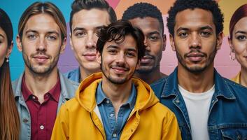 Street art mural featuring diverse individuals from various races sexual orientations and gender identities photo