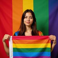Abstract backdrop featuring the rainbow pride flag for celebrating Junes LGBT Pride Month photo