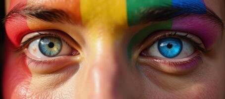 Vibrant Pridethemed image featuring stylized eyes representing rainbow symbolism photo