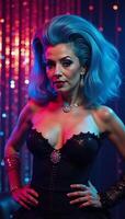 Drag queen silhouette in a vibrant nightclub setting photo