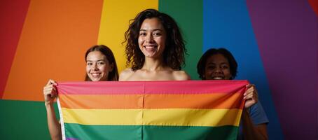 Abstract backdrop featuring the rainbow pride flag for celebrating Junes LGBT Pride Month photo