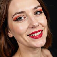 A daring and colorful portrait showcasing an individual expressing their unique identity through creative makeup styles photo