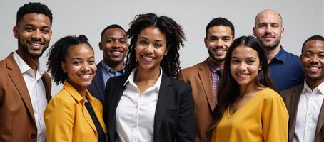 Group of African American youth posed together facing camera photo