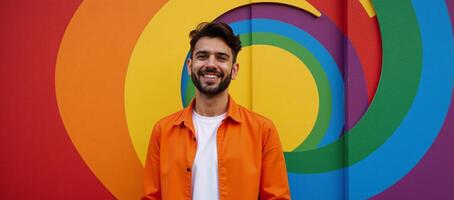 Abstract rainbowthemed background featuring circular designs mainstream gay pride homage using classic LGBTQ colors photo