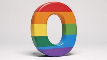 Rainbow Numbers LGBT Pride Flag depicting Number Zero in digital art style photo