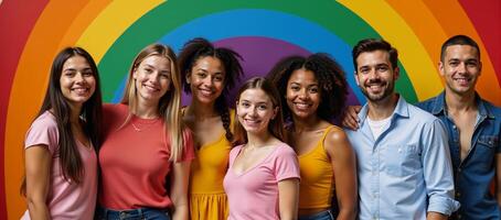 Vibrant gay rainbow backdrop emphasizing diversity inclusivity colorful artwork symbolizes love pride photo