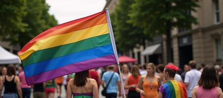 Colorful rainbowthemed celebration of diversity and inclusivity for LGBTQ pride parades and festivals featuring the iconic flag and a vibrant gradient palette representing unity across genders photo