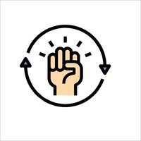 A hand with a fist in the middle of a circle vector