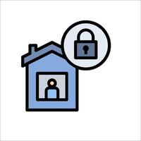 A house with a padlock icon and a person inside vector