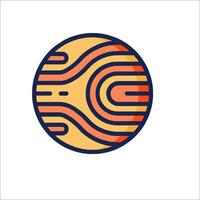 A flat, orange and yellow ball with a line pattern vector