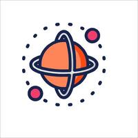 An orange and blue planet with a ring around it vector