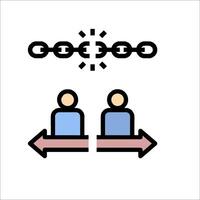 Two people are sitting on a chair and a chain is connected to them vector