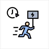 A man running with a sign that says time vector