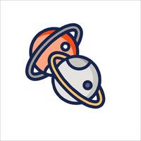 An illustration of two planets with rings vector