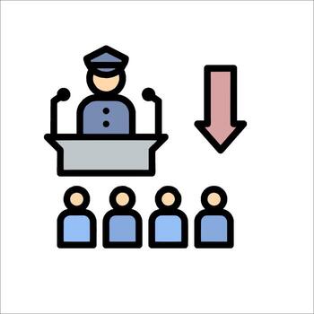 A man is giving a speech in front of a crowd vector