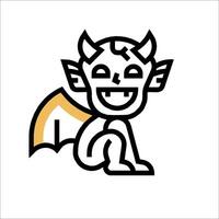 A cartoon devil with horns and a tail vector