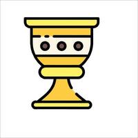 A golden cup with a black dot on it vector