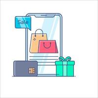 Shopping cart icon on mobile phone vector