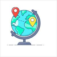Map pin on globe icon vector
