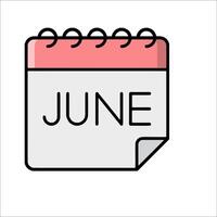 June calendar icon vector