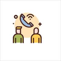 Two people are talking on a phone and a phone is in the middle vector