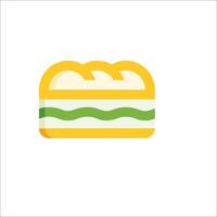 A sandwich icon with a green and yellow color vector