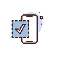 A phone with a check mark on it vector