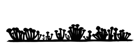 The silhouette of forest tree mushrooms. vector