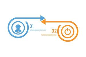 Infographic template in the form of an arrow pointing down. Business concept with 2 steps, options, parts. Can be used for diagram, chart, web design illustration vector