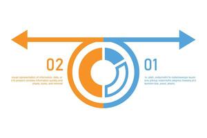 Infographic template in the form of an arrow pointing down Circle. Business concept with 2 steps, options, parts. Can be used for diagram, chart, web design. illustration vector
