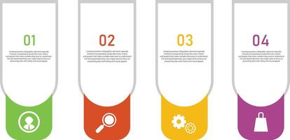 Template Infographic colored horizontal numbered for four position can be used for workflow, banner, diagram, web design, area chart. vector