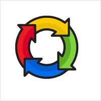 A colorful circular logo with arrows in it vector