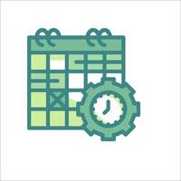 A calendar with a clock and gears vector