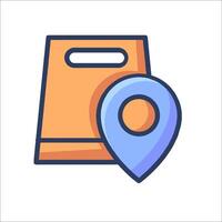 A shopping bag with a pin on it vector