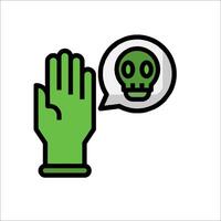 A green glove with a skull on it vector