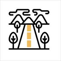 A road with trees and mountains in the background vector