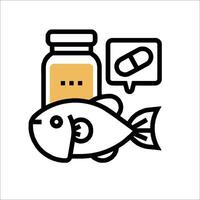 Fish and pills icon on white background vector