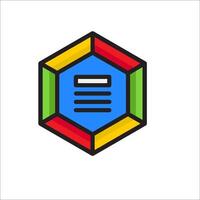 A colorful hexagon with a paper in it vector