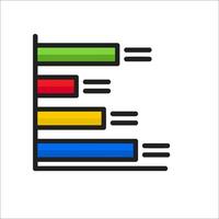 A bar chart icon with a line of colored bars vector